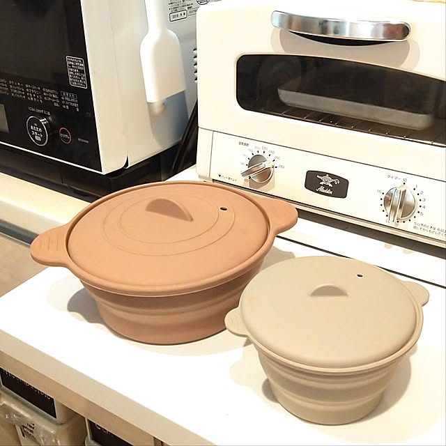 Kitchen,サステナブルな暮らし,ダイソー,保存容器,シリコンボウル,ラップの消費削減,調理グッズ,シリコーン小鍋,オーブン可,200円商品,500円商品,シリコーンスチーマー,２枚投稿,折り畳める,脱プラスチック h.t.の部屋