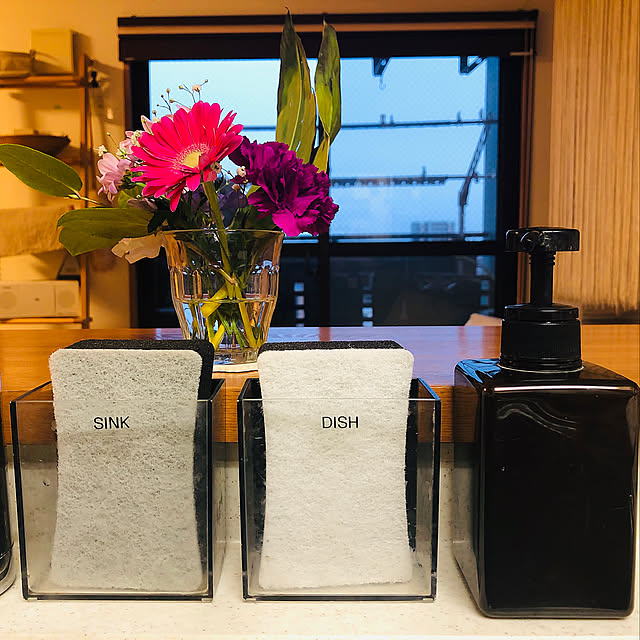 生花,スポンジ置き場,セリア,無印良品,Kitchen akiの部屋