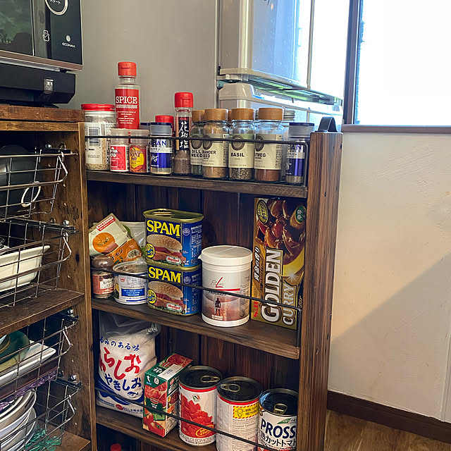 キッチン収納,キャスター付き収納,ラック作り,隙間収納DIY,スパイスラック DIY,Kitchen,スリムワゴン,キャスター付ワゴン Mikiの部屋
