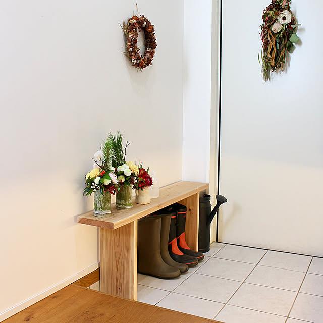 Entrance,玄関,ジョウロ,長靴,DIY,ベンチ,玄関インテリア Kaneyukiの部屋