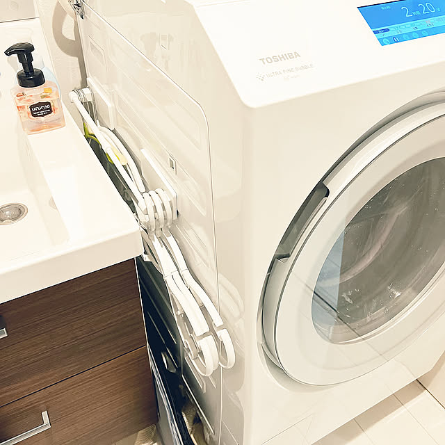 Bathroom,タオルハンガー活用術,タオルハンガー,ニトリ,洗濯機まわりの収納,洗濯機,洗面所 収納,洗面台,隙間収納 chanduの部屋