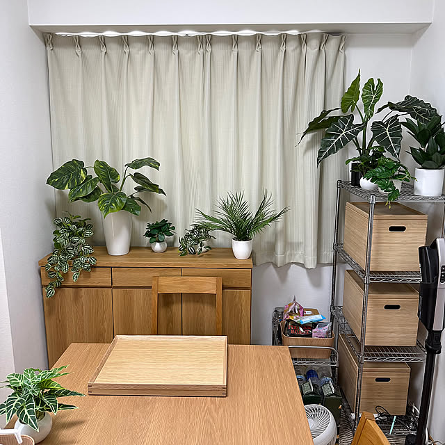 Lounge,観葉植物,無印良品,ダイニングテーブル,フェイクグリーンとリアルグリーン同居,フェイクグリーン sakura-51の部屋