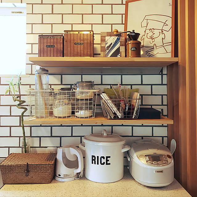 Kitchen,人造大理石トップ,紙袋ポスター,カリタ コーヒーミル ouchi7daisukiの部屋