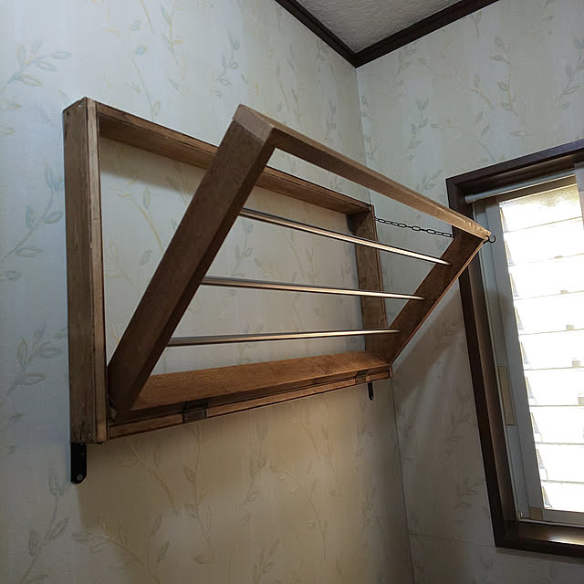 Bathroom,わたしのDIY&リメイクアイデア,DIY,ワトコオイルダークウォルナット,ステンレス棒の再利用,バスタオル掛け,見つけてくれてありがとうございます mofu.mokoの部屋