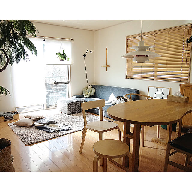 ニトリ,ロールスクリーン,建売住宅,猫と暮らす,無印良品,ウッドブラインド,北欧テイスト,ミナペルホネン タンバリン,北欧インテリア,PH50,北欧好き,NOYESソファー,ソファー,照明,リビング階段,Lounge ku.ochoの部屋