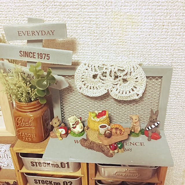 My Desk,フェイクグリーン,フレンチポタジェシリーズ,ハンドメイド,レース編みのドイリー,セリア,ダイソー,100均,キャンドゥ,雑貨 chiekawa63の部屋