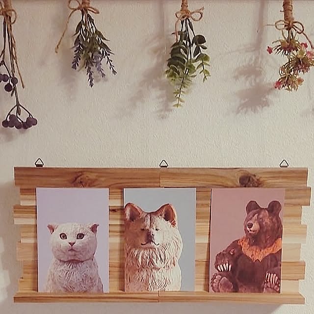 On Walls,10分でできる,100均,DIY,ナチュラル,ポストカード,セリア,フェイクグリーン,アーティフィシャルフラワー,はしもとみお,キャンプグッズ,ダイソー smoの部屋