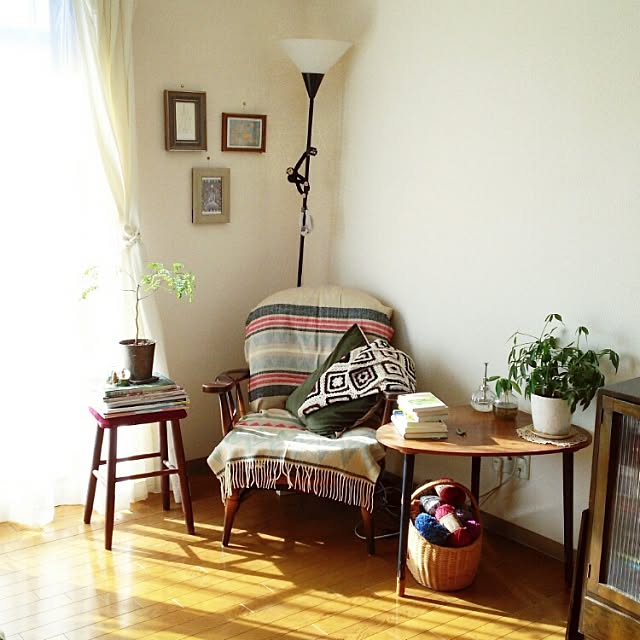 Lounge,一人暮らし,植物,スツール,チェア,読書スペース naoの部屋