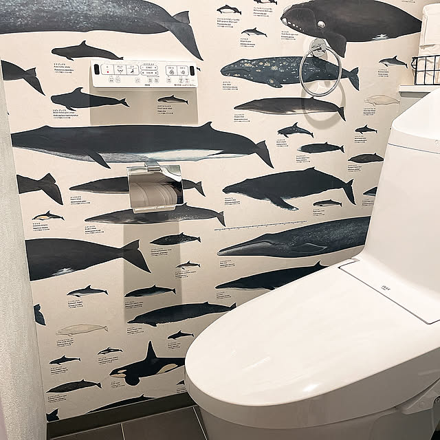 Bathroom,アクセントクロス,リノベーション,中古マンション,国立科学博物館コラボ壁紙,サンゲツ tamisumiaの部屋