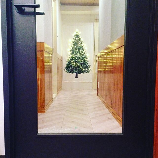 Entrance,クリスマス,クリスマスツリー,タペストリー,廊下,海外インテリアに憧れる,ガラス扉 cococoの部屋