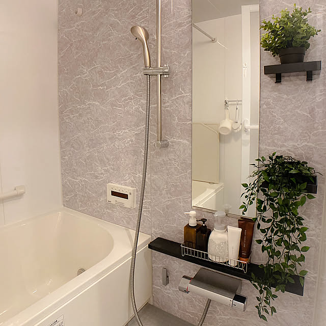 2022.1.17,IKEAフェイクグリーン,IKEA,グレーインテリア,LIXIL,マンション暮らし,一人暮らし,癒し,1LDK,Bathroom,バスルーム,IKEA 雑貨 kaoの部屋