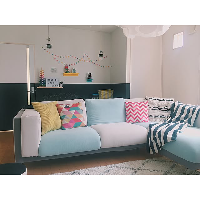 Lounge,cover-ing,IKEAソファカバー,ソファー,IKEA,カラフル,insta→pop._._smile,空間デザイン,北欧 popの部屋