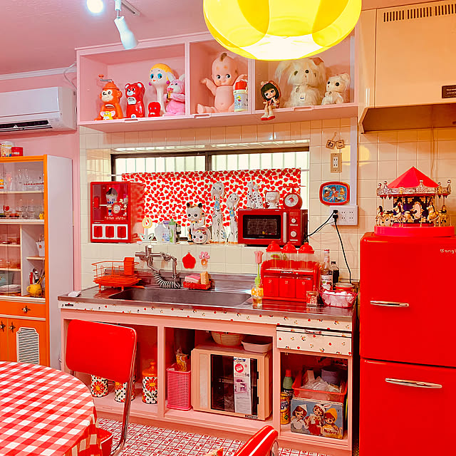 Overview,昭和の台所,昭和インテリア,昭和のお家,赤いインテリア,昭和レトロポップ,昭和レトロ,DIY,IKEA,照明 Tsukimi_homeの部屋