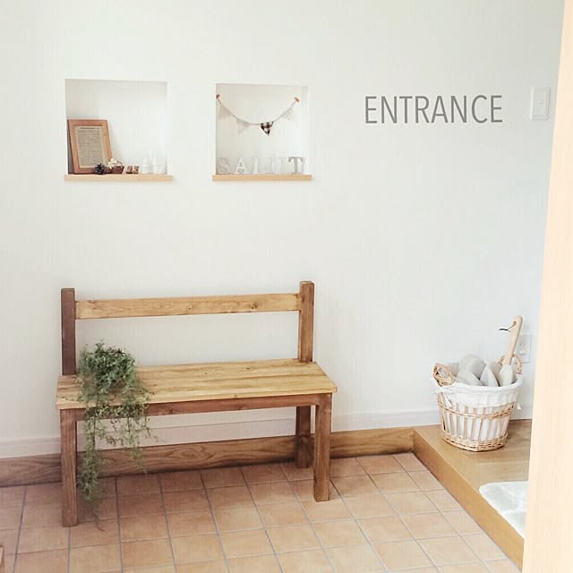 Entrance,ベンチ,DIY,いなざうるす屋さん,スリッパラック,玄関模索中,ナチュラルインテリア yuchiの部屋