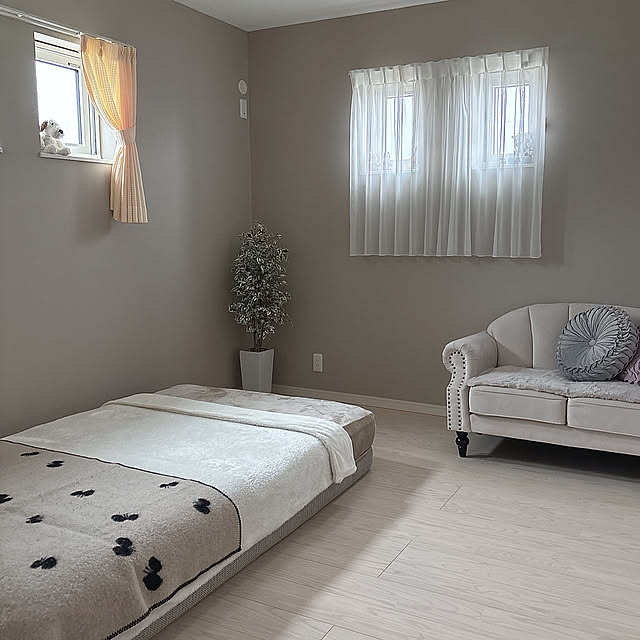 Bedroom,ミナペルホネン×クリッパン,ゲスト部屋,同じ写真でイベント投稿(ง ・֊・)ง´,ブランケット,暮らしのきろく,猫のいる暮らし・:* miyu39の部屋