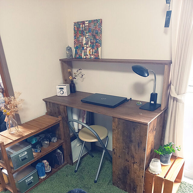 My Desk,リビング学習,DIY,賃貸,ニトリのカラーボックス,勉強机DIY ,カラーボックス机 Etsuyoの部屋