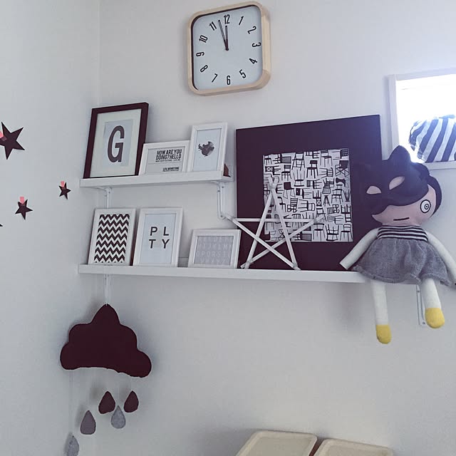 On Walls,ハロウィン,ニトリ時計,ハンドメイド,minne,ブラック,海外インテリアに憧れて,グレー,白黒インテリア,モノトーン,シンプル,キッズスペース,キッズ,ホワイト,カメラマークが出たので GAMIの部屋