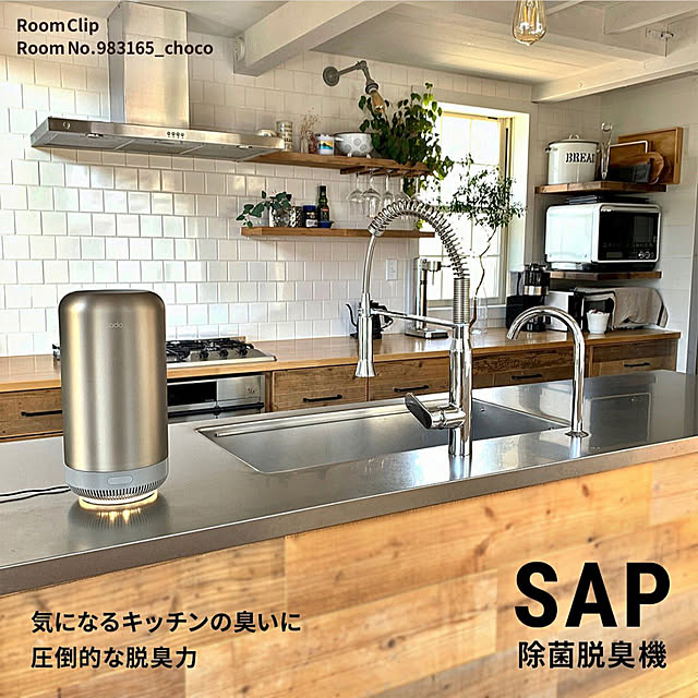 Kitchen,カドー,スタイリッシュ家電,脱臭機,cado除菌脱臭機,cado脱臭機,cado,海外インテリアに憧れる,グリーンのある暮らし,植物のある暮らし,季節を感じる暮らし,ステンレスキッチン,造作キッチン,古材キッチン,わが家のキッチン,いぬのいる暮らし chocoの部屋