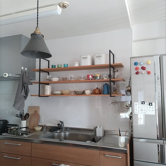 Kitchen,壁面収納,いいねと、フォローの押し逃げすみません！,いいね！いつもありがとうございます♡,築古マンション,マンション暮らし,リノベーション,低予算リノベ,お気に入りの食器,生活感 sakiの部屋