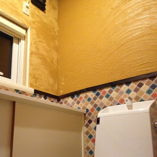 Bathroom,DIY途中,塗り壁DIY,稚内珪藻土,漆喰壁DIY,リフォーム,壁紙,壁紙屋本舗 soramamaの部屋