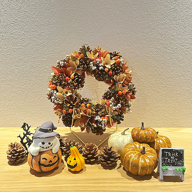 Entrance,ハロウィン,ナチュラル,こどものいる暮らし,玄関ディスプレイ,ライトアップ,ダウンライト charo_homeの部屋