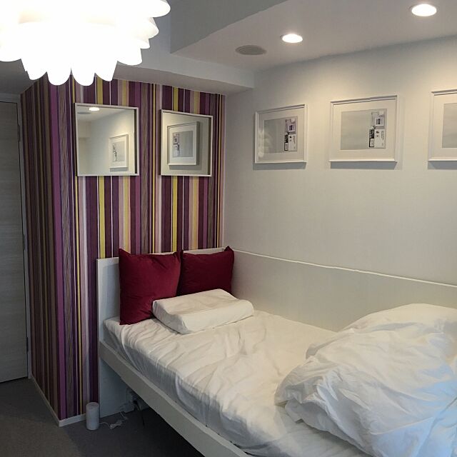 Bedroom,IKEA,一人暮らし,DIY,1人暮らし,シンプル,walpa,WALPAさんの壁紙,ホテルライク,照明 Takumiの部屋