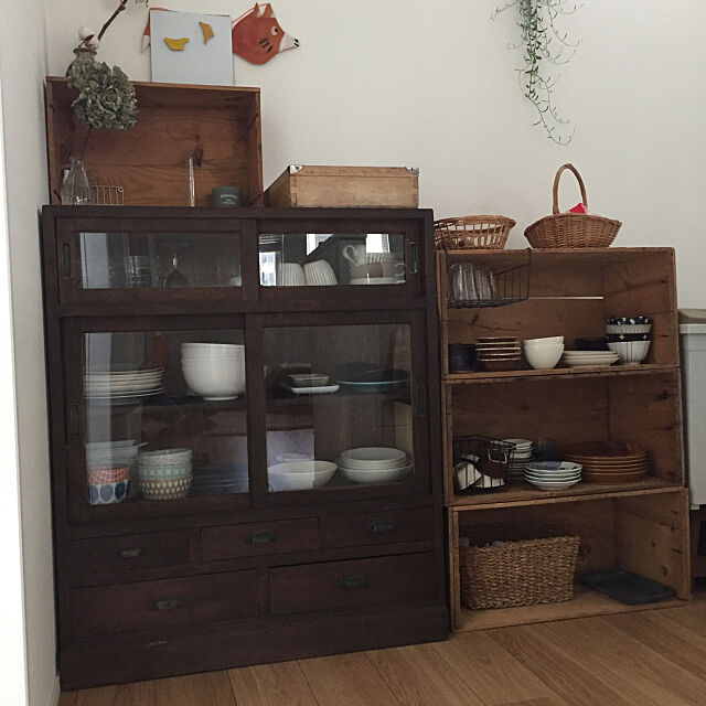 My Shelf,りんご箱収納,りんご箱,古道具,アンティーク食器棚,食器棚 tocotoco.10の部屋