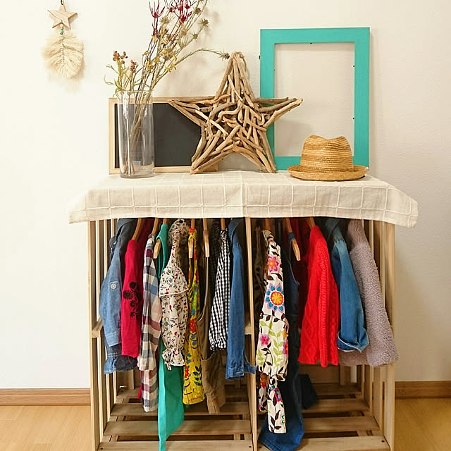 My Shelf,インテリア,モロッカン,キッズルーム,アレンジ,DIY,BOHO,リメイク,子供部屋,世界にひとつ,ボヘミアン,boho styleに憧れる,簡単リメイク,ハンドメイド,すのこDIY,すのこリメイク,すのこ,ハンガーラック,ハンガーラックDIY,キッズハンガーラック,オープンクローゼット,クローゼット収納 maayaの部屋