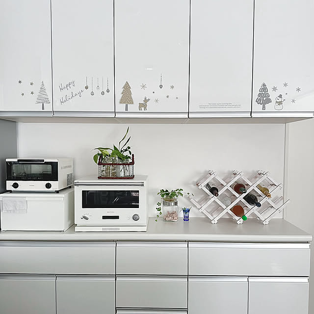 Kitchen,観葉植物のある暮らし,オープンキッチン,ホワイトインテリア,ウォールステッカー,セリア,クリスマス hanahana1444の部屋