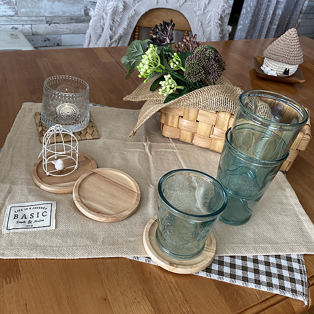 モーニングセット,プラカップ,DAISO♥,バスケット,ラタン,ナチュラル,Seria♡,100均雑貨,100均,お気に入りのかご・バスケット,RCの出逢いに感謝♡,みなさまに感謝♥,My Desk cecil..の部屋