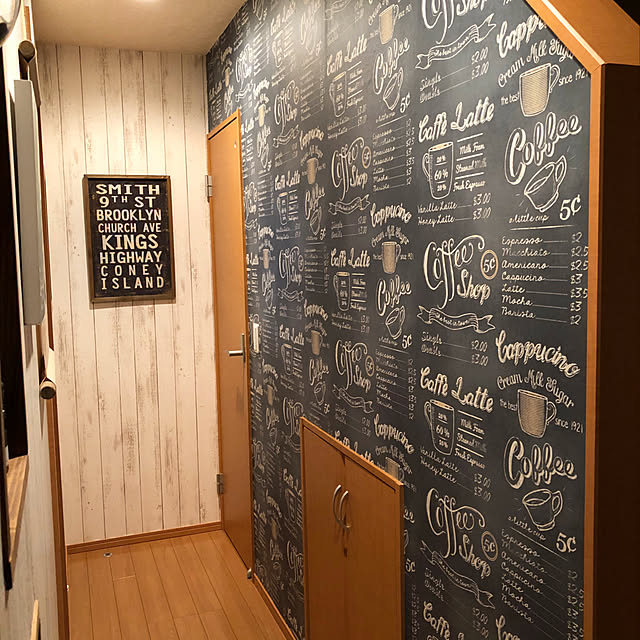 玄関廊下,輸入壁紙,壁紙屋本舗,建売住宅,セルフリノベーション,DIY,カフェ風,おうちカフェ,カフェ風インテリア,セルフリフォーム,Entrance ANNAの部屋