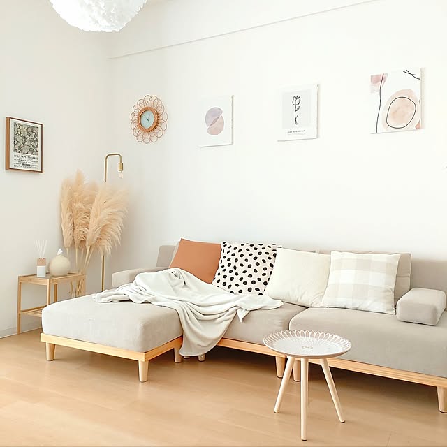 Lounge,淡色インテリア,ナチュラルインテリア,ナチュラルカラー,賃貸インテリア,賃貸,イベント参加,築30年以上,団地暮らし,ig→mika_room_2,IKEA,soroi,すっきり暮らす,パンパスグラスドライ,トレイテーブル Mikaの部屋