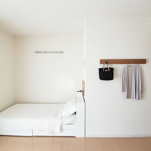 Bedroom,一人暮らし,1R,ワンルーム,賃貸,壁に付けられる家具,無印良品 maahの部屋