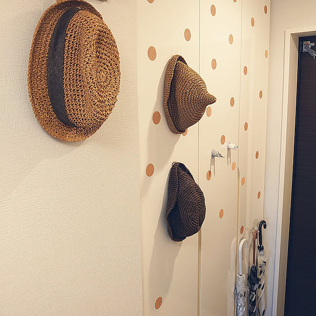 Entrance,吊り下げ収納,フィルムフック,フィルムリング固定タイプ,マンション暮らし,帽子,こどものいる暮らし,傘かけ,セリア kirariの部屋