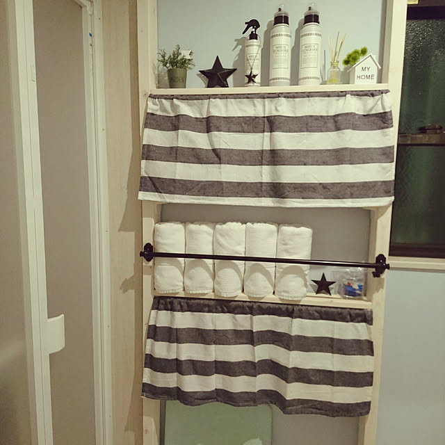 Bathroom,新築,スモールハウス,サンゲツ,リリカラ,西海岸に憧れて,IKEA,セリア,ダイソー,タオル収納,バーンスター,ディアウォール,ミューラグジャス ayaの部屋