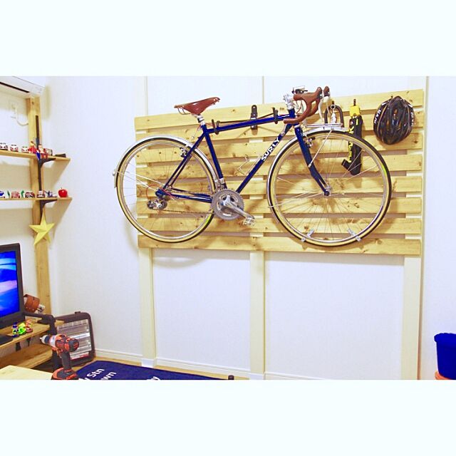 My Shelf,壁掛け,ロードバイク,自転車,ディアウォール,一人暮らし,インテリア,DIY女子,DIY,ブラックアンドデッカー,BLACK&DECKER,ワトコオイル Kuropon0919の部屋