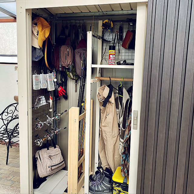 組立式,物置リメイク,アウトドア用品,趣味を楽しむ,釣り具収納,DIY,100均,男前,庭,Entrance D70の部屋