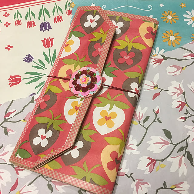 封筒リメイク,ハンドメイド,皆さんとの繋がりに感謝♪,ラップ,いつもありがとうございます♪感謝☆,セリア,ペーパーナプキン,新年の抱負,ダイソー,RCカントリー倶楽部☆,100均,My Shelf shigetanの部屋