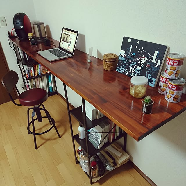 カウンター,パイン集成材,My Desk,1K hanaの部屋