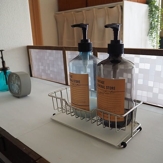 Kitchen,洗剤ボトル,液体ハンドソープボトル,セリア,3COINS,キッチンスポンジラック,ゴム製パッキン toukoの部屋