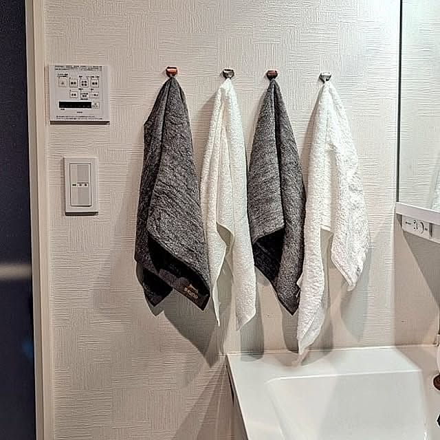 タオルフック,タオル掛けDIY,タオル掛けをDIY,感染防止,タオル掛け,こどもと暮らす。,洗面台,洗面所,洗面台まわり,タオルかけDIY,個別タオル,感染対策,ウィルス対策,タオルかけ hassakuの部屋