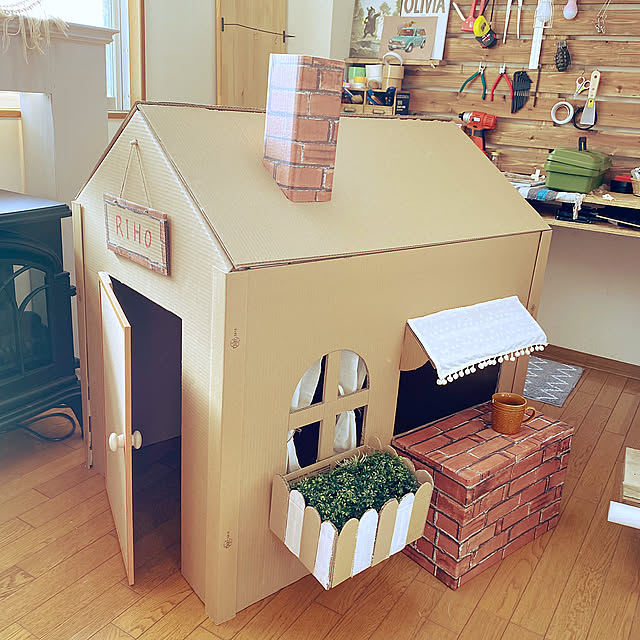 Overview,おうちモチーフ,おままごとカフェ,ダンボールハウスDIY,ダンボールハウス askの部屋