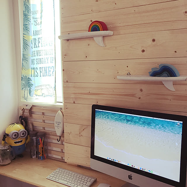 My Desk,パソコンスペース,salut!,ディアウォール,パソコンデスクDIY,DIY,賃貸でも楽しく♪,西海岸風,賃貸戸建,100均,雑貨,カリフォルニアインテリア,サーファーズインテリア,西海岸インテリア,Ron Herman ursula0909の部屋