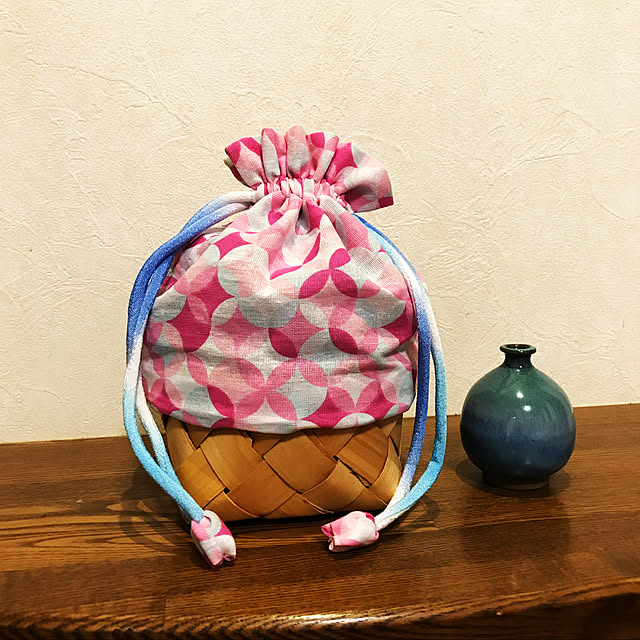 手作り,浴衣用 カゴバッグ,Daiso,DAISO 紐,セリア,セリア 手ぬぐい,セリア カゴ pinkheartの部屋