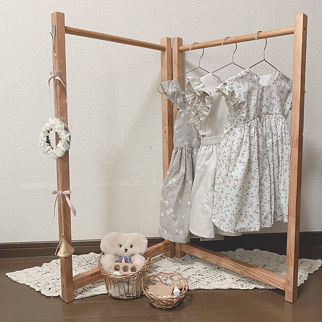 子供部屋,子供服 収納,ものづくりが好き,ものづくり,DIY女子,DIY,ハンガーラックDIY,ハンガーラック,カインズホーム,カインズ,こどもと暮らす。,ハンドメイド,手作り,木,ドライフラワー,ナチュラル雑貨,My Shelf annaの部屋