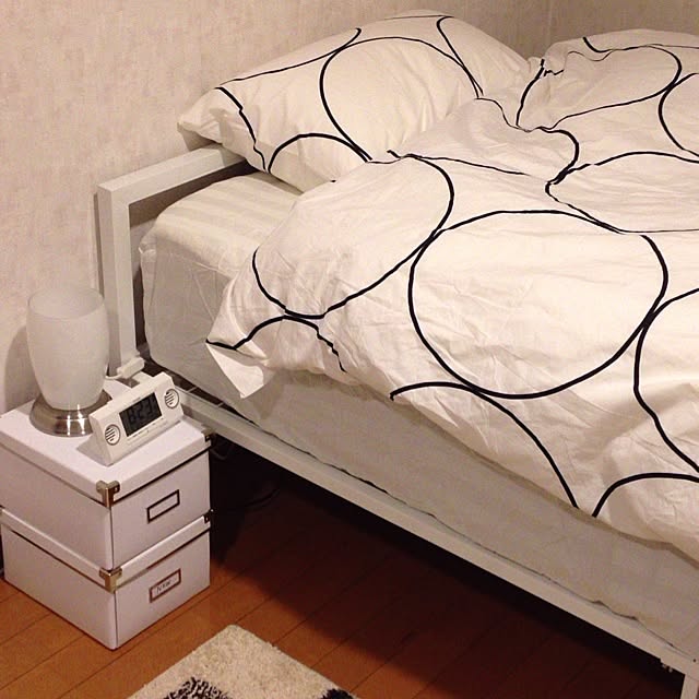 Bedroom,収納ボックス,ベッド カバー,IKEA,間接照明,照明,ベッド,白いベッドの写真が見たい,白いお部屋,白い家具 arの部屋