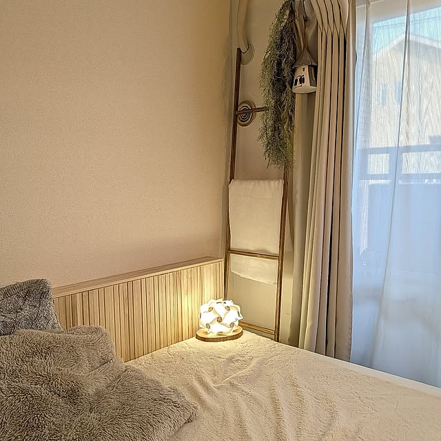 Overview,DIY,インテリア,ラダーオブジェ,ベッドヘッドDIY,すのこリメイク,2LDK 賃貸,リビング×ベッド Angelの部屋