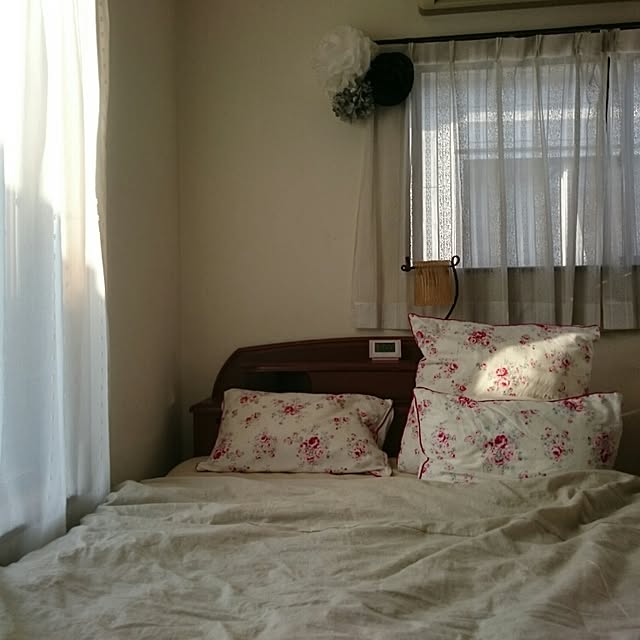 Bedroom,ニトリ,ニトリ綿麻ボックスシーツ,ニトリ綿麻掛け布団カバー,ニトリクッションカバー,ニトリ枕カバー,コンテスト参加 Makikoの部屋