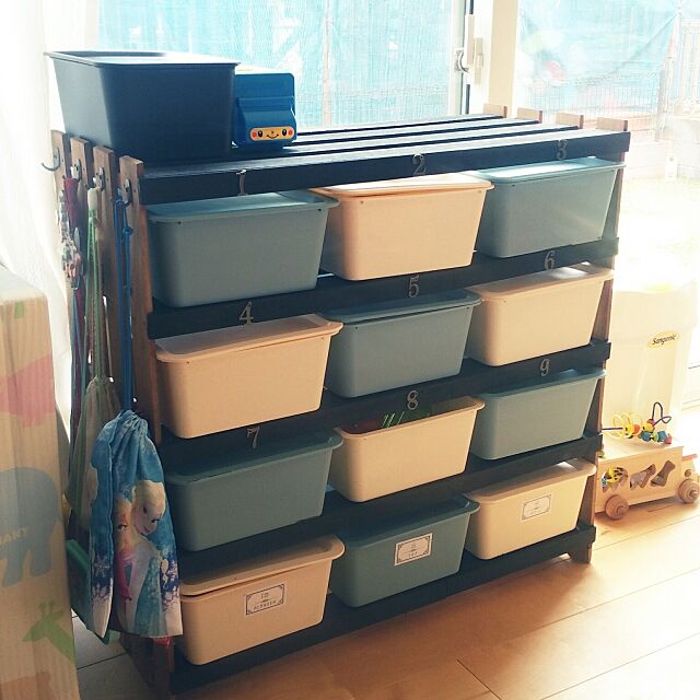 My Shelf,100均アイテム,たなDIY,DIY,おもちゃ収納,すのこ棚,ダイソー emiの部屋