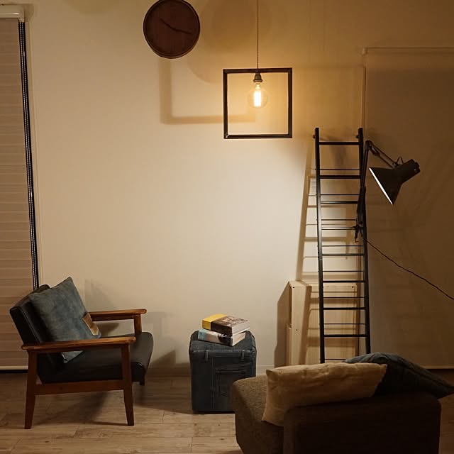 Overview,読書スペース,照明,エジソンランプ,ライティング inakakurashiの部屋